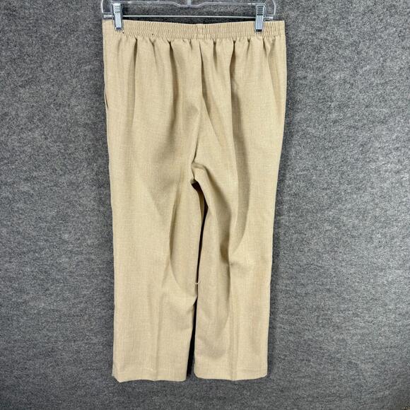 Alfred Dunner Dress Pants Women 8P Petite Beige High Rise Pleated Straight - Picture 2 of 5